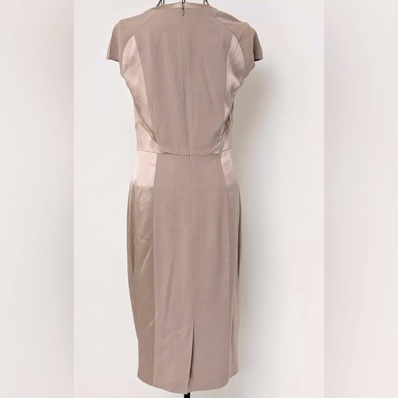 NWOT Phase Eight Two-Tone Satin/Crepe Taupe Structured/Pieced Sheath Dress - Picture 5 of 7